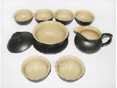 天狼網(wǎng) 匠心工藝，德化陶瓷茶具精品直銷——黑色粗面蓋碗功夫茶具套裝全解析